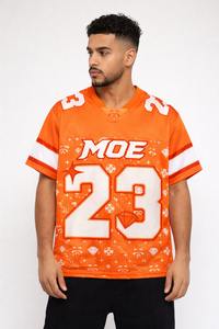 Camiseta Deportiva ODM Estilo Retro, Tejido de Poliéster, Diseño Personalizado Naranja Brillante, Jersey de Malla, Jersey de Fútbol Americano, Ropa Deportiva - Product Image 3