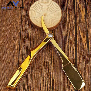 Navaja de Barbero Profesional Recta Chapada en Oro, Plegable, con Logotipo Personalizado, para Uso en Peluquerías y Salones - Product Image 6