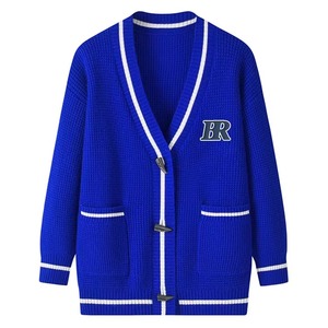 Suéter Cárdigan Varsity de Otoño para Hombre con Bordado de Letras Personalizadas, Manga Larga, Cuello en V, Algodón - Product Image 4
