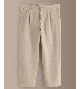 กางเกงชิโน่ผ้าลินินผสมฝ้ายสีน้ำตาลสำหรับผู้ชาย ทรงหลวม ระบายอากาศได้ดี กางเกงลำลองสำหรับฤดูร้อน กางเกงสแล็คแบบสั่งตัดขายส่ง - Product Image 2