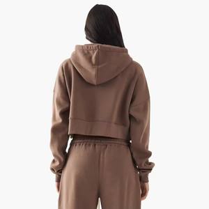 Sweat à capuche 100 % coton pour femme, style streetwear vintage avec délavage acide, épaules tombantes, coupe ample et décontractée, fermeture éclair, idéal pour l'hiver, OEM ODM - Product Image 3