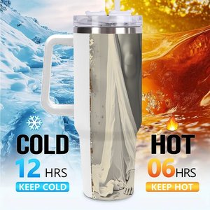 Insulated Tumbler 40oz Stainless Steel Travel Mug With Handle For <b>Hot</b> Cold Drinks - Product Image 6
