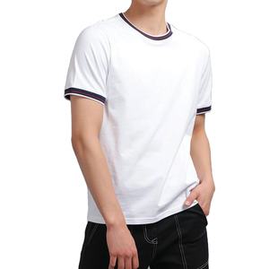 เสื้อยืดคอกลมชาย แขนสั้น ผ้าฝ้ายสีขาวล้วน แต่งขอบคอแบบริบ  สไตล์ลำลอง สตรีทแวร์  รับผลิตจากโรงงานโดยตรง (OEM) - Product Image 2