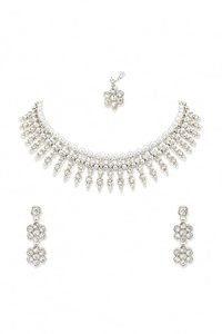 Parure de bijoux de mariée en platine et zircon XOXO, collier marquise et boucles d'oreilles pendantes, pour fiançailles, anniversaire, mariage, fête, pour femme - Product Image 6