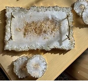 Royal Resin Vanity Tray with Luxury Crystal Design Decorative <b>Makeup</b> Organizer for Bedroom Bathroom and <b>Dressing</b> <b>Table</b> - Product Image 5