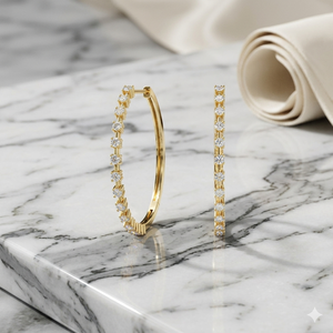 1.70CTW Round Cut Bar Set <b>Large</b> <b>Hoop</b> Diamond Earrings - Product Image 1