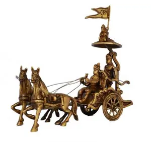 Horse Cart Arjun Rath Made of Brass for Decoration in antique finish