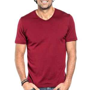 T-shirt pour homme en laine mérinos de haute qualité, col en V, été, vêtements pour homme, stock en gros, t-shirts d'été pour homme, manches courtes, respirant - Product Image 4