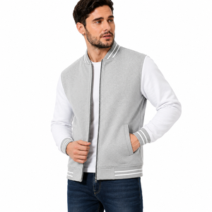 Unisex Gray Quilted <b>Jacket</b> White Sleeves Single Button Closure Stand Collar <b>Fleece</b> <b>Lining</b> Breathable Windproof Winter Casual - Product Image 3