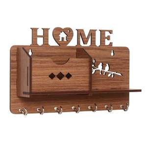 Vente directe d'usine - Porte-clés et organiseur de courrier en bambou pour mur, multicolores, porte-clés mural en bambou pour entrée - Product Image 4