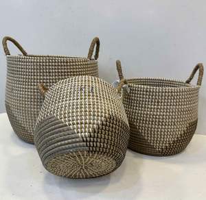 Cheap Trendy Colorful Woven Seagrass Storage <b>Baskets</b> Handwoven <b>Wicker</b> Laundry <b>Baskets</b> With Handles For Home Organization - Product Image 5