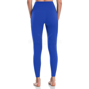 Leggings de yoga taille haute pleine longueur sans couture en Spandex et Nylon extensibles couleur unie pour femmes - Product Image 6