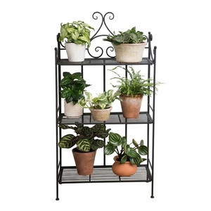 Support à plantes suspendu moderne à 3 niveaux, intérieur et extérieur, en métal, avec crochets de suspension, étagère pour balcon et jardin - Product Image 3