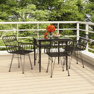 Set da Pranzo da Giardino in Polyrattan Nero Resistente, Arredamento Standard per Patio - Product Image 1