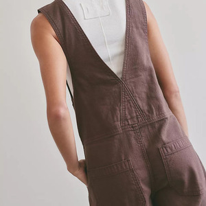 Custom <b>Women's</b> Green <b>Denim</b> Overalls <b>Shorts</b> Solid Color Loose Fit Casual Summer Style With Pockets Breathable Cotton Mid Waist - Product Image 5