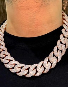 Cadena Cubana de Plata 925 con Incrustaciones de Moissanita de 20 mm y 4 Filas, Joyería Hip Hop de Alta Calidad para Hombre, Cadena Cubana con Certificado GRA - Product Image 3