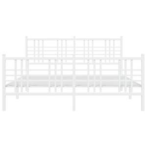 Cadre de lit rectangulaire en acier blanc 59 x 79 pouces, lits en métal - Product Image 4