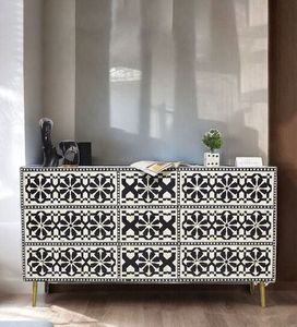 Best Quality Modern Farmhouse Eco-Friendly Bone Inlay White Light Green <b>6</b>-<b>Drawer</b> Dresser Chest <b>Drawer</b> Living Room Decoration - Product Image 1