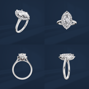 Anillo de compromiso de platino para mujer con diamante de corte marquesa de 2 quilates, estilo clásico con halo y diamantes laterales, certificado por GIA - Product Image 6