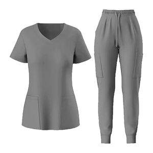 Women Blue <b>Scrub</b> Set Cotton Polyester Hospital <b>Uniform</b> Pants custom design <b>scrub</b> new fashion - Product Image 1