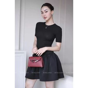 Robe mini évasée noire à taille basse, manches courtes, coupe trapèze, décontractée, pour le bureau et le quotidien [V387] - Product Image 4