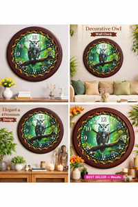 Horloge murale de luxe en forme de hibou - Impression personnalisée, décoration intérieure, horloge pour Noël et la fête des mères - Product Image 3