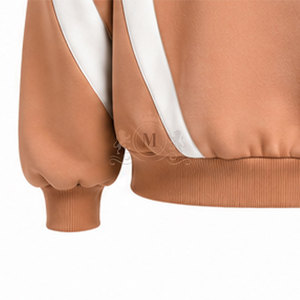 Custom Logo Brown White Color Blocking Tracksuit 100% Set Full <b>Zip</b> <b>Hooded</b> 450 Gsm Sweatshirt Pants - Product Image 6