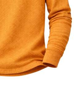 Men Waffle Henley Long Sleeve Thermal TShirt Mustard <b>Yellow</b> Casual Button Neck Winter Wear Top Cotton Slim Fit Breathable Fabric - Product Image 5