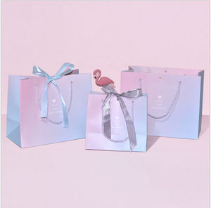 Customized Eco-Friendly Clothing <b>Hand</b>-held Kraft Paper Drawstring Shopping Bags Printing for Sustainable Storage Presentation - Product Image 1