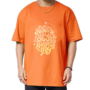 Men's Orange Short Sleeve O-Neck Casual T-Shirt Letter Pattern Printed Front Regular Fit 100% Cotton Jersey Fabric 320g DAIZEN - Product Image 2