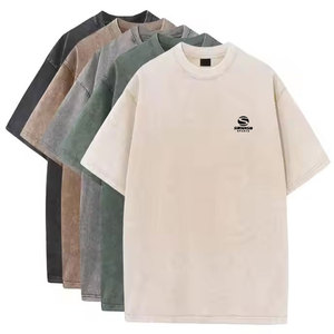 Mens <b>Acid</b> Wash Oversized T Shirt 100% Cotton 280-300 GSM Heavyweight Vintage Washed <b>Drop</b> Shoulder Streetwear Custom Logo Tee - Product Image 3