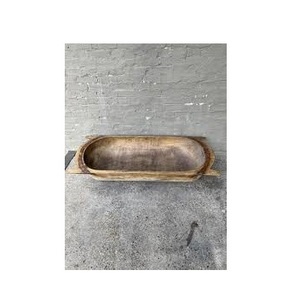 Wholesale Handcrafted Wood Dough Bowl Rustic Farmhouse Wooden Trencher <b>Tray</b> Empty <b>Candle</b> Vessel Craft Large Table Centerpiece - Product Image 1