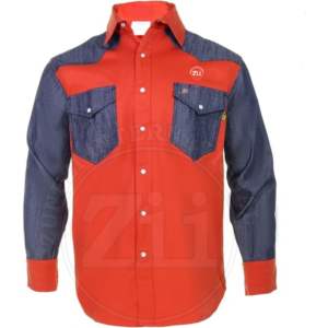 Chemise ignifuge ZUNEZI à manches longues, résistante aux flammes et aux vapeurs, 2 tons, niveau de protection contre les vapeurs, lot de 6, 100 % coton FR, résistance à la chaleur 300-500°C - Product Image 1