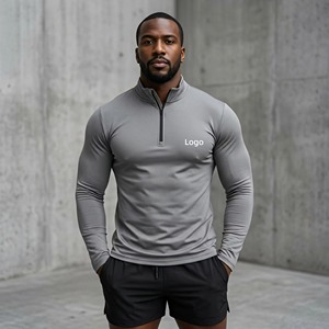 Manufacturer Custom Hot Sale Elastic Reflective Print Activewear Fitness <b>Polyester</b> Durable Moisture Wicking Long Sleeve <b>Tshirt</b> - Product Image 1
