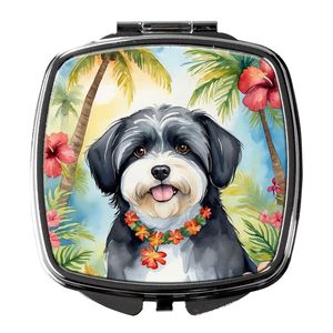 Espejo de maquillaje de viaje compacto Havanese Luau, espejo decorativo de mano plegable portátil para mujeres y niñas, Ideas de regalo de bolsillo - Product Image 1