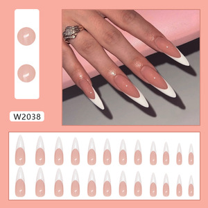 Ongles press-on multifonctionnels amande en ABS blanc laiteux, style minimaliste français, 24 pièces - Product Image 2