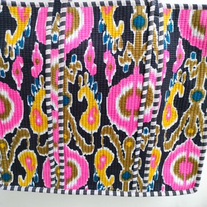 Sac fourre-tout matelassé en coton fait main, couleur unie, avec fermeture éclair, deux poignées, grande capacité, sac à main pour femme, écologique, lavable - Product Image 4