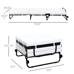 Letto Pieghevole Portatile Bianco con Ruote, Versatile Pouf Letto per Camera da Letto e Ufficio, Letto per Ospiti - Product Image 3