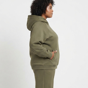 OEM Manufacturer Custom Logo Embroidered Drop Shoulder 400 Gsm Heavyweight Blank Oversized Cotton <b>Fleece</b> <b>Hoodie</b> for <b>Women</b> - Product Image 6