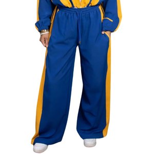 ชุดวอร์มเซ็กซี่แบบครอปพิมพ์ลาย Sigma Gamma Rho สีน้ำเงินทอง ชุดสองชิ้นสำหรับผู้หญิง ชุดกีฬาชมรมกรีก สไตล์ลำลองแนวสตรีทแวร์ - Product Image 3