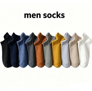 Men's Ankle <b>Socks</b> 100% Cotton <b>Breathable</b> Knitted Solid Color Regular Style Daily Wear Summer Thin <b>Sock</b> - Product Image 3