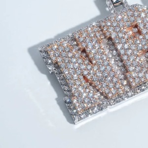 Iced Out Moissanite Letter <b>Pendant</b> 925 <b>Silver</b> Hip Hop Themed Charms Everyday Wear Jewelry <b>Initial</b> Letter Two Tone <b>Pendant</b> - Product Image 6
