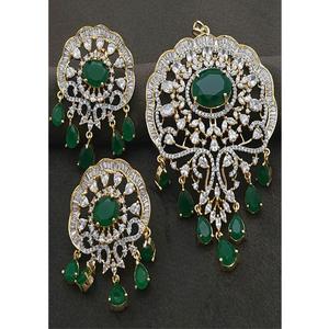 ชุดจี้เพชรซิคอนชุบทองดีไซน์ทันสมัยพร้อมต่างหูสำหรับผู้หญิง คอลเลคชั่นงานแต่งงานและงานปาร์ตี้ - Product Image 2