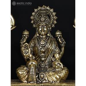 8 "Diosa Superfina Gajalakshmi Escultura de latón Estatua elegante - Product Image 1