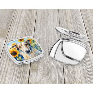 Borzoi Sunflowers Compact Travel Makeup <b>Mirror</b> Handheld Folding <b>Pocket</b> Decorative <b>Mirror</b> for Women and Girls Gift - Product Image 3