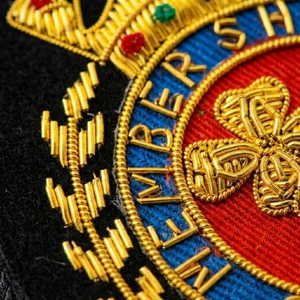 Custom Bullion Wire Embroidered Golf Club Crest Patch Luxury Goldwork Crown Badge Sew-On Applique for Uniforms & Garments - Product Image 5