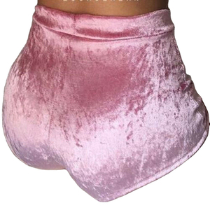 Shorts de gymnastique en velours rose pour filles, shorts décontractés en coton pour femmes, coupe ajustée, tissu velours, vêtements basiques pour femmes - Product Image 6