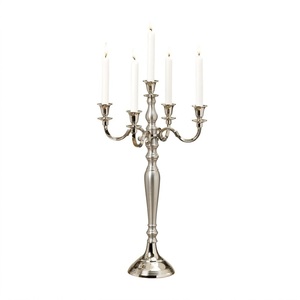 Modern Design 3-Arm Silver Metal Candelabra Centerpiece Elegant <b>Tall</b> Wedding & Dining <b>Table</b> Decorative Candle Holder - Product Image 2