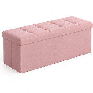 Modern Tufted Fabric Storage Bench Pink <b>Living</b> <b>Room</b> Ottoman Home Furniture <b>Stool</b> - Product Image 1