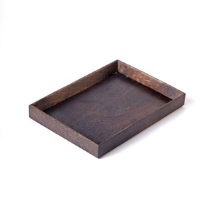 Natural Wood Square Tray with Handles for Serving and Home <b>Decor</b> - Product Image 4